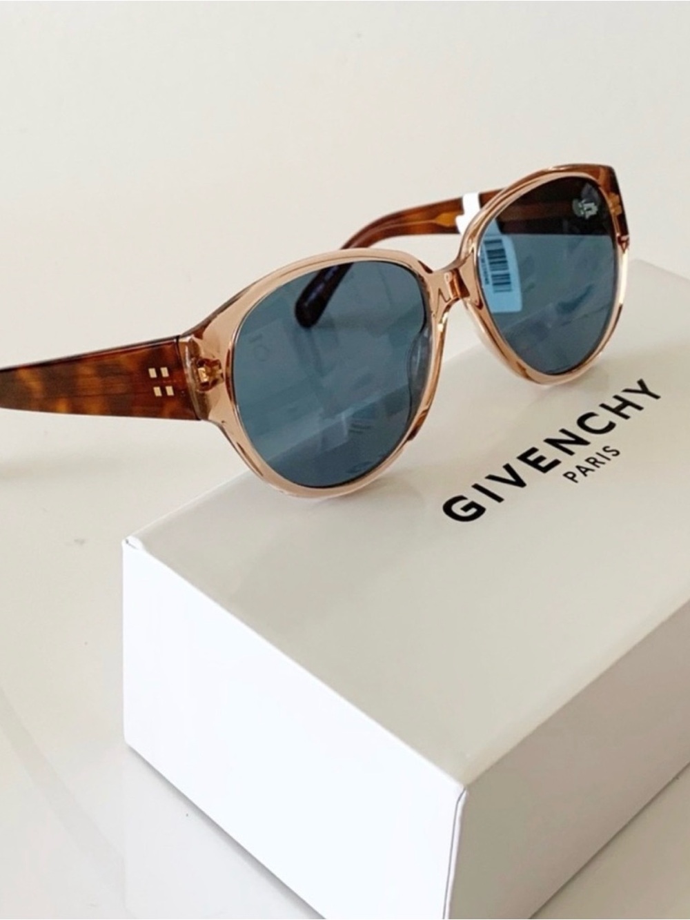 Givenchy Tortoiseshell Frame Sunglasses with Blue Lenses
